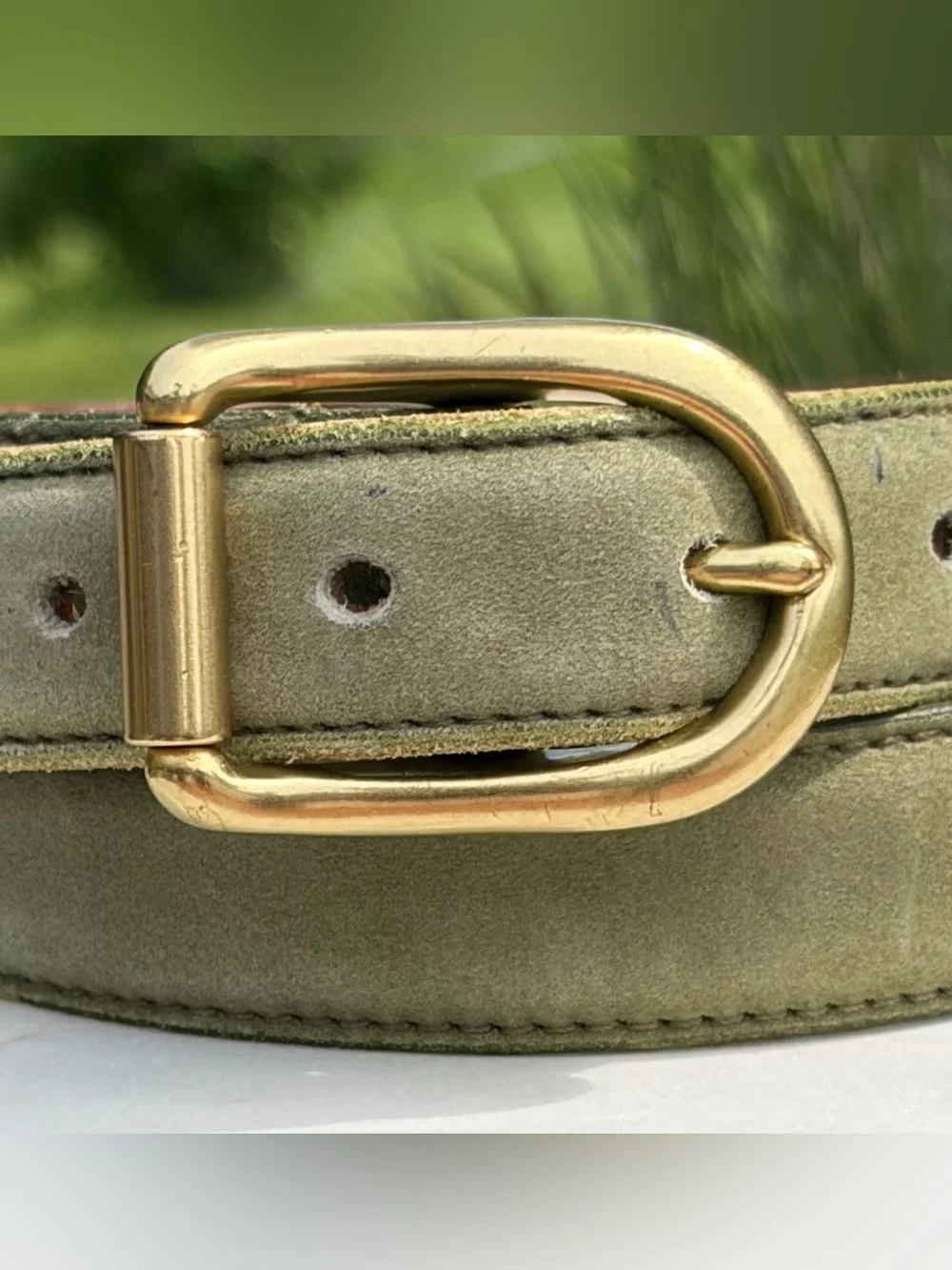 Vintage COACH Suede Leather Brass Belt 8528 EUC
